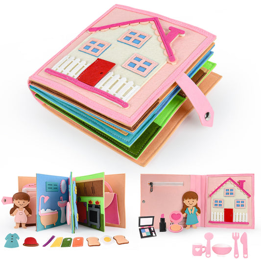 Quiet Book 2 years | Soft Fabric Baby Books Early Learning Life Skills Educational Toys 3D Felt for ages 1-6 Gift for Girls Boys
