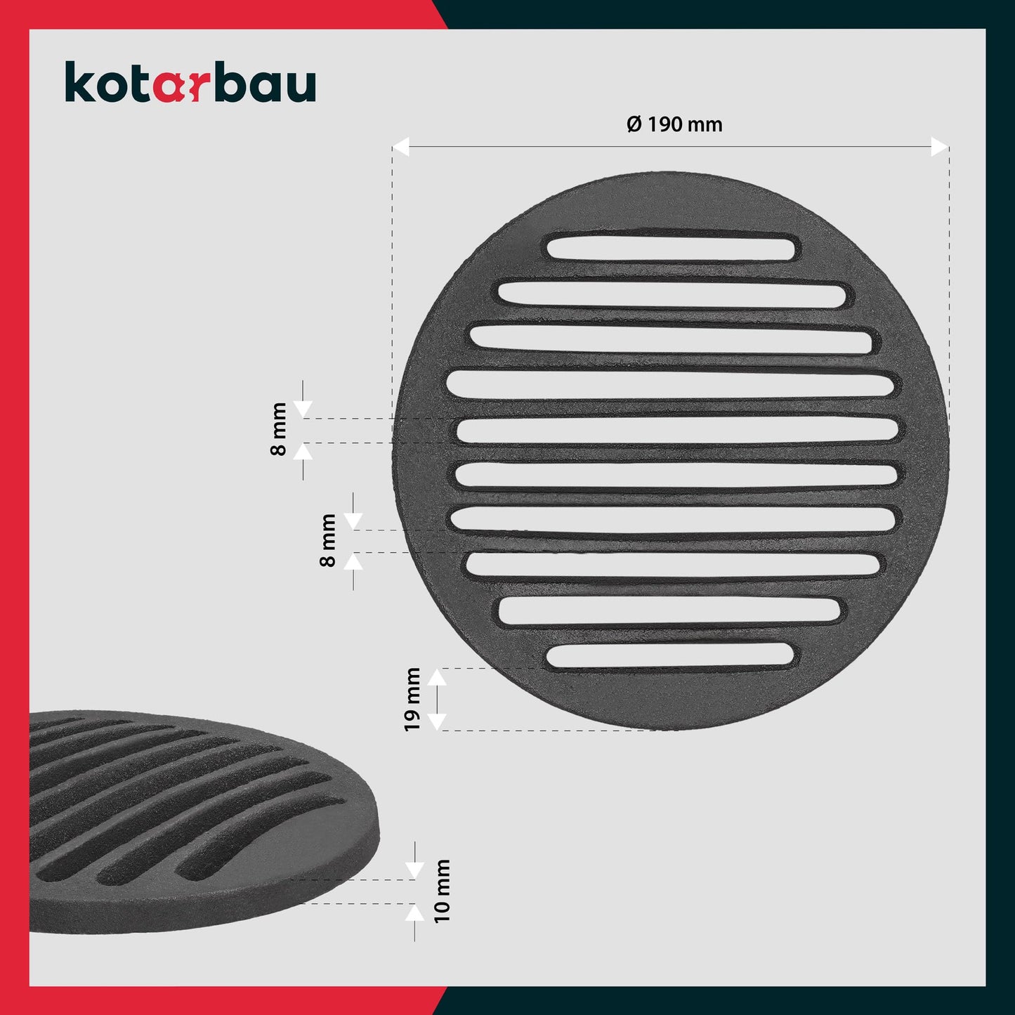 KOTARBAU Fireplace Grate Ø 19 cm Round Grate Ash Grate Stove Fire Grate Grill Grate Replacement Parts Accessories Cast Iron Grate Oven Grate Grill Fireplace Round