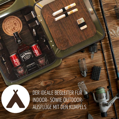 The men's bar for real men - canister as a men's gift/men's handbag with plenty of accessories like a hip flask, and more. *Jerry Can* | Birthday gift | Father's Day gift