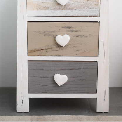 Rebecca Mobili wooden dresser, nightstand in shabby style, 3 drawers, suitable for bedroom or bathroom, wood, white and grey - dimensions: 57.5 x 37 x 27 cm (HxLxW) - item RE4161.