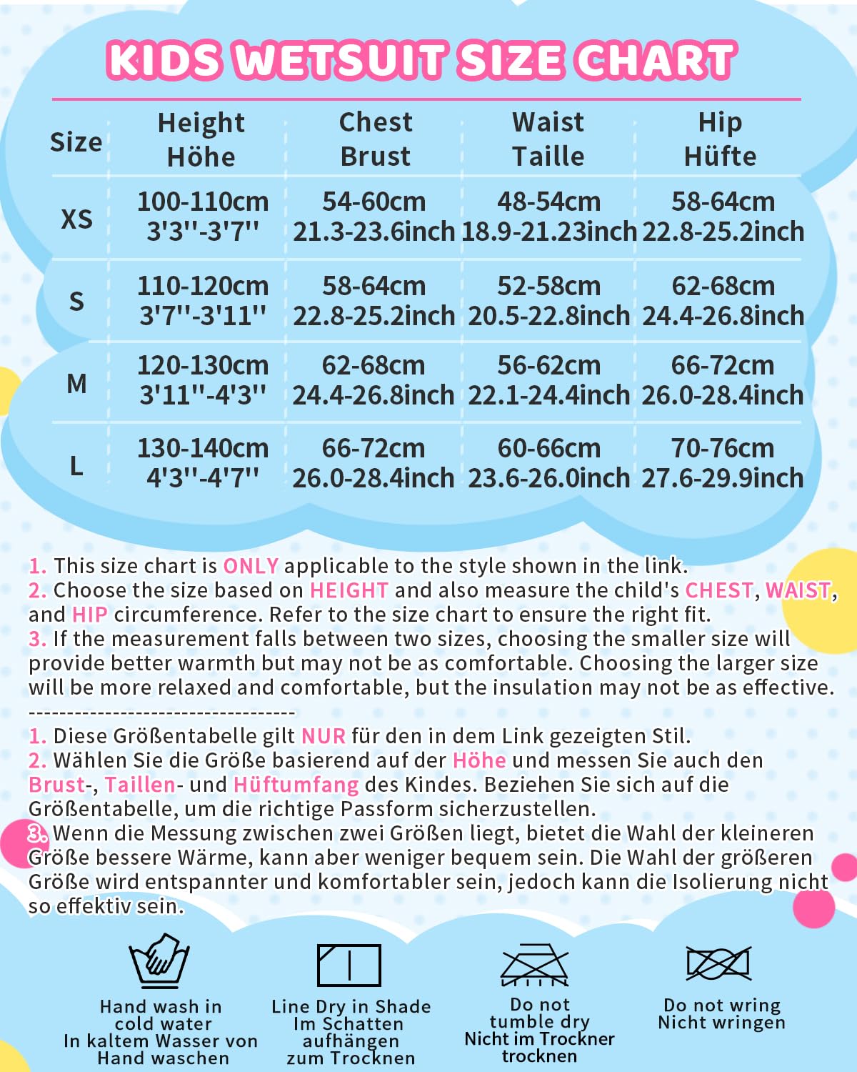 Yikayin Kids Neoprene Wetsuit, 2.5mm Short Neoprene Diving Suit for Boys Girls, Surf Suit with Front Zipper for Diving, Surfing, Swimming, Kayaking.