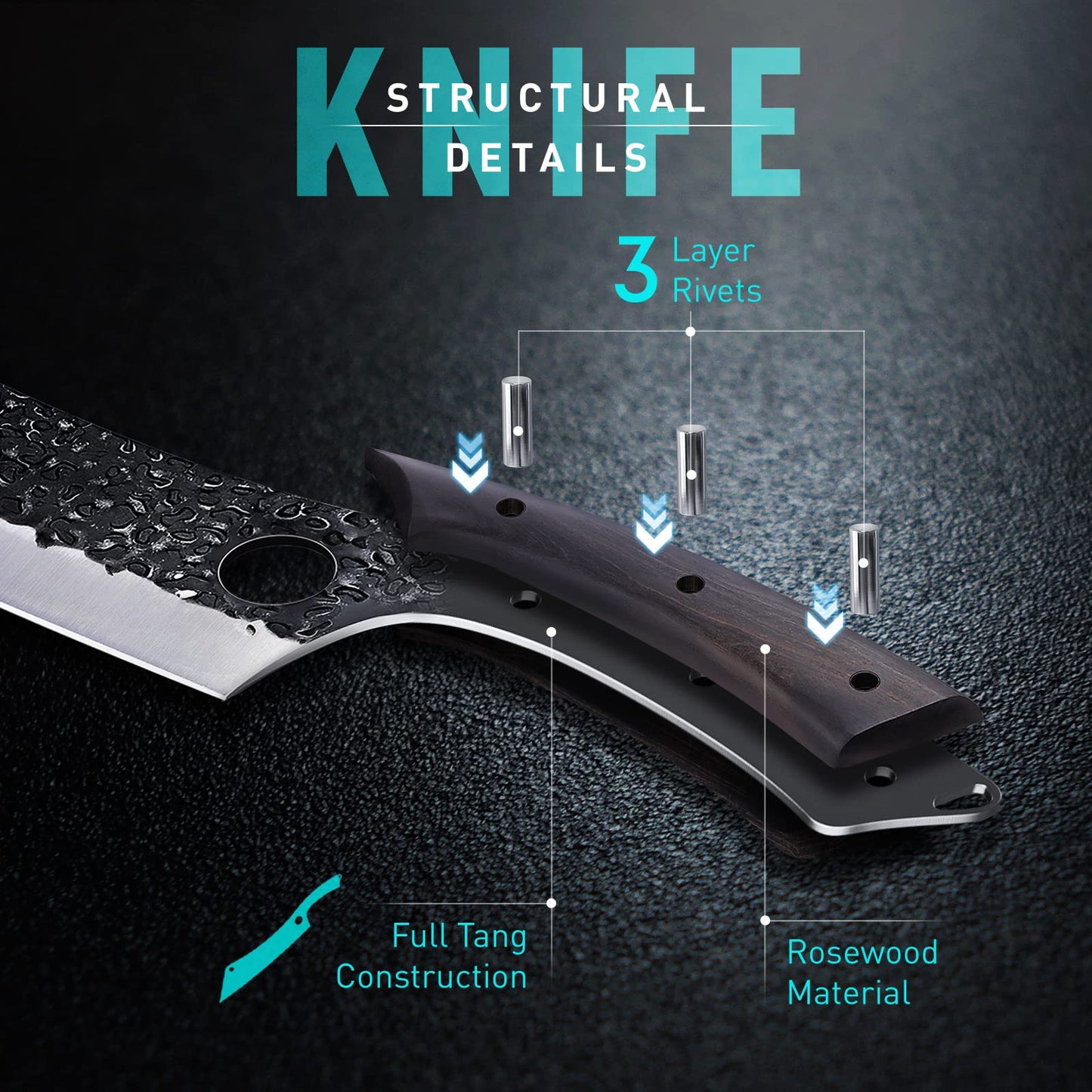 PURPLEBIRD 12" Long Cleaver Knife, Carving Knife, Ham Knife BBQ Meat Knife, Sharp Brisket Knife with Gift Box.