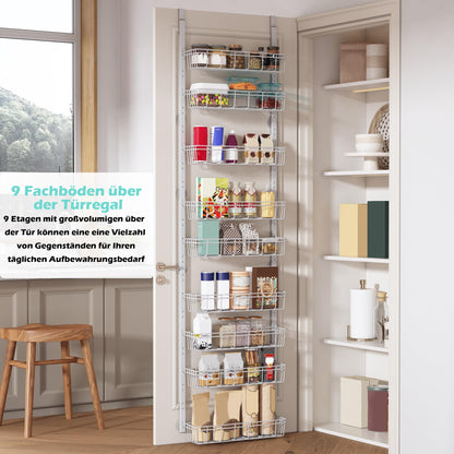 UMDONX 9-tier metal over the door organizer, hanging door organizer, door organizer hanging organizer for bathroom, kitchen, pantry (white)