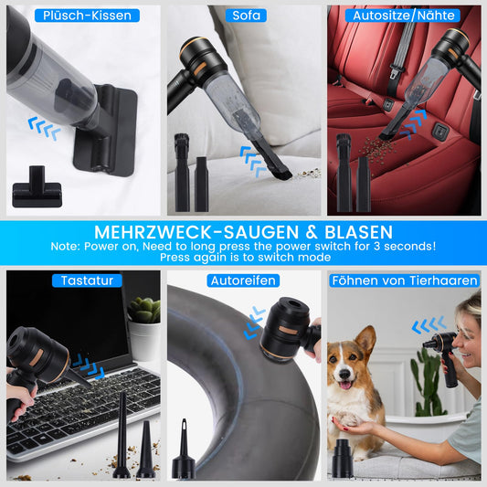 Handheld Vacuum Cleaner Cordless - 20000pa Car Vacuum Cleaner Strong, Mini Vacuum Cleaner for Car, PC, Home, Kitchen, Gaps and Corners, Vacuum Cleaner High Power, Can Be Used as Inflatable Pump, 6000mAh