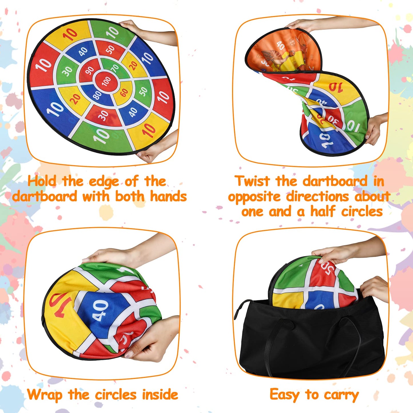 Children's dart board - 26 inches, Montessori toy with dinosaur theme dart board with 12 balls board games toy, two-sided safe game gift outdoor indoor game choice, 66cm
