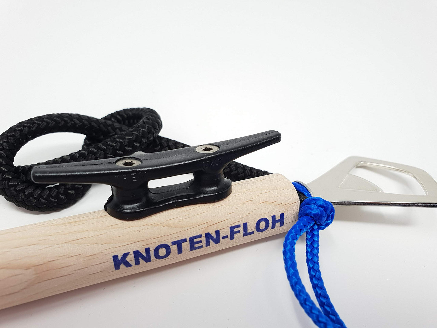 Knot-Flea Knot Exercise Set - Knot learning for SBF Lake & Boat License, Fire Department & Sailor Knots - Knot board with instructions & knot table, Ideal for children & adults (black/blue)