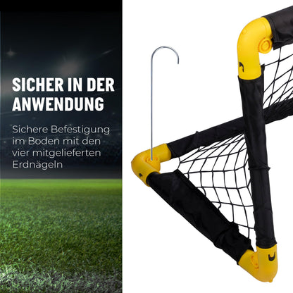 Umbro soccer goal 50 x 44 x 44 cm - set of 2 soccer goals - foldable soccer goal - soccer goals for garden kids - soccer training equipment for indoor and outdoor use - metal - black/yellow
