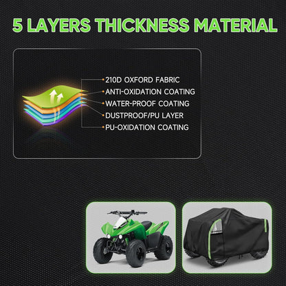 NEVERLAND XXXL Quad ATV Cover - Quad Vehicle Protection Cover 256*110*120cm Phosphorescent Dirt Repellent Winterproof Dustproof Rain UV Protection Black & Silver