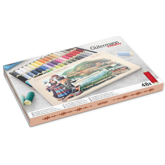 Gütermann creative Nostalgia Box with 48 spools of Sew-All thread 100 m in various colors