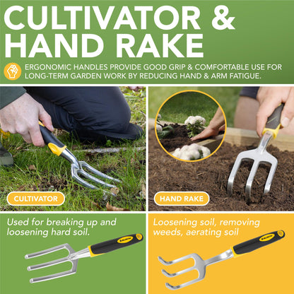 BLOSTM 11-Piece Gardening Tool Set - Durable garden tool set with waterproof garden tool bag, ergonomic handles, hand trowel garden - Gardening tool set for women and men.