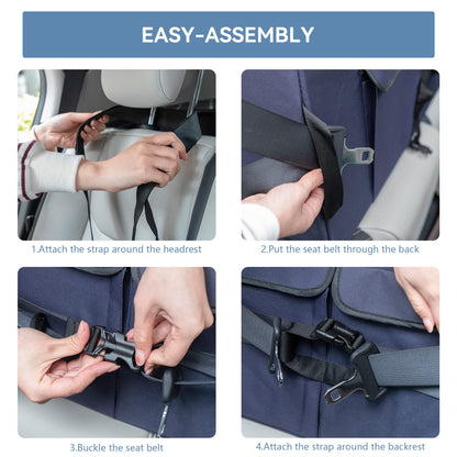 A 4 pet car seat for large dogs or 2 small ones, foldable for backseat with safety belt and storage bag, double-sided mat.