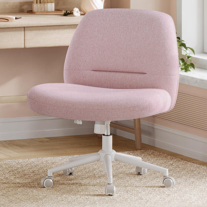 SONGMICS HOME Sewing Seat Chair, Makeup Chair, Armless Swivel Chair, Desk Chair, wide seat surface, modern, with base, adjustable height, rocking function, pastel pink OBG047R01