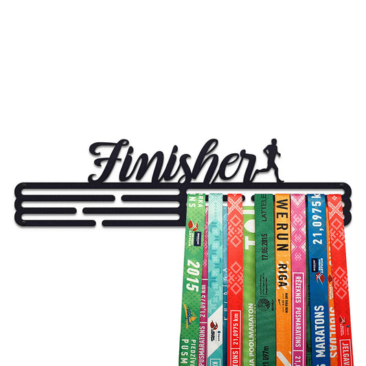 United Medals Finisher Medal Holder for Running, holds up to 48 medals - Runner's gift, marathon accessory - Medal Holder Hanger Display Rack - Black