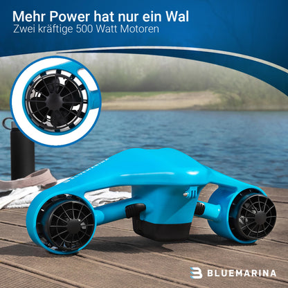 Bluemarina Underwater Scooter Orca | Seascooter - 2 x 500 Watt motors - 3 speeds - Topspeed 5.4 km/h - Up to 30 meters diving depth - Sink protection - Diving - Underwater Scooter