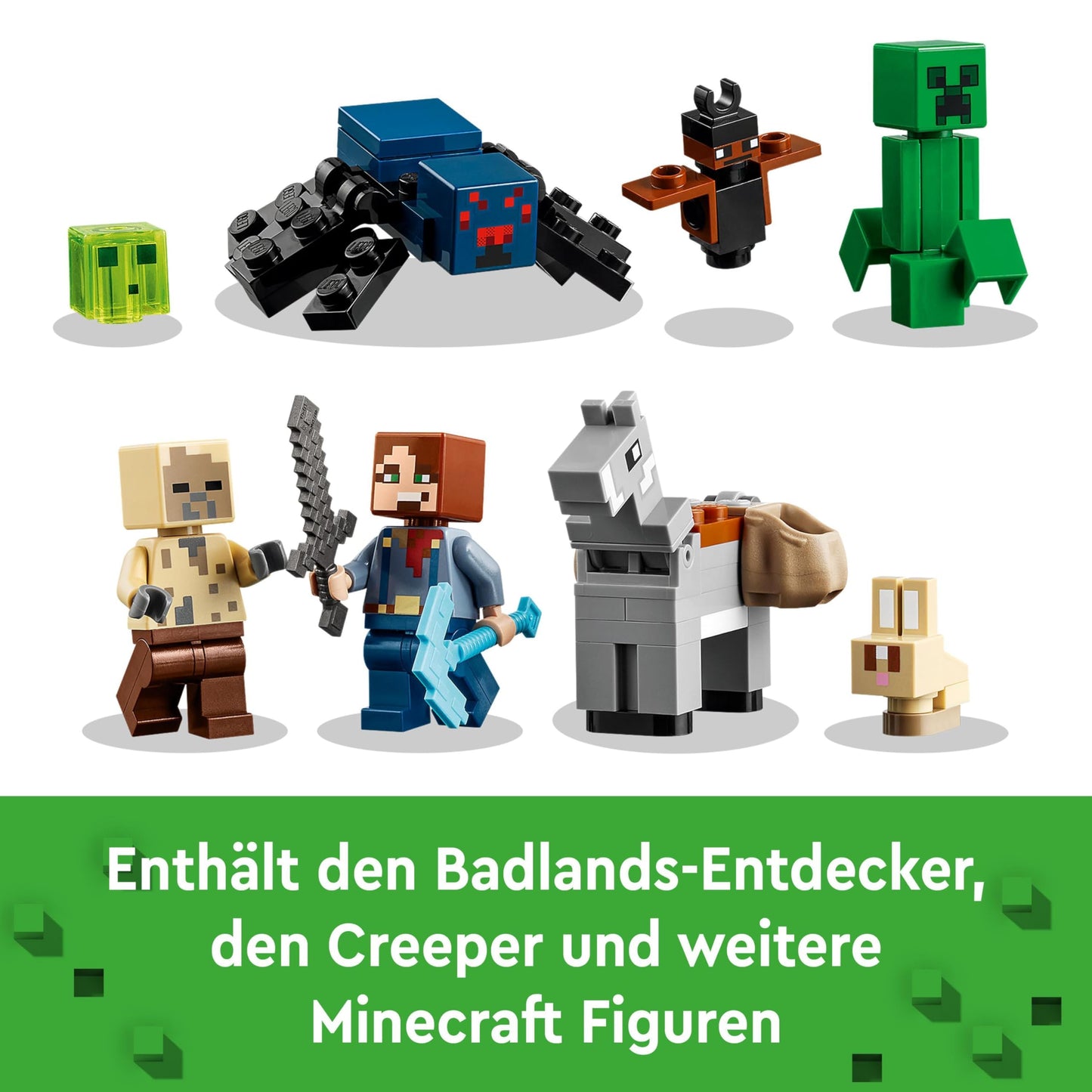 LEGO Minecraft The Badlands Mine - Interactive toy with explorer, creeper, and spider figures, plus a TNT explosion function - Gamer gift for boys & girls 8+ - 21263