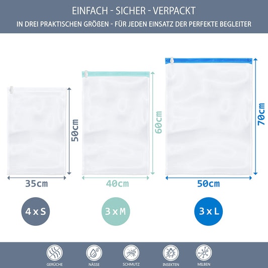 NORDIC Vacuum Bags Travel (set of 10) in 3 sizes I Compression Bags I Travel Vacuum Bags I Vacuum Bags for Clothes I Vacuum Storage Bags I Roll by Hand I No Vacuum Cleaner