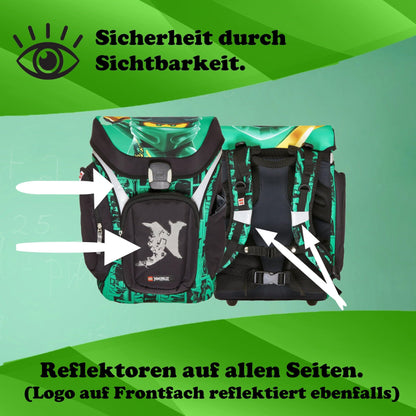 Familando Ninjago school bag set for boys with school cone 85 cm and gym bag - ergonomic, sturdy - 16 L volume, water repellent - With chest and hip belt - Complete set for 1st grade elementary school.