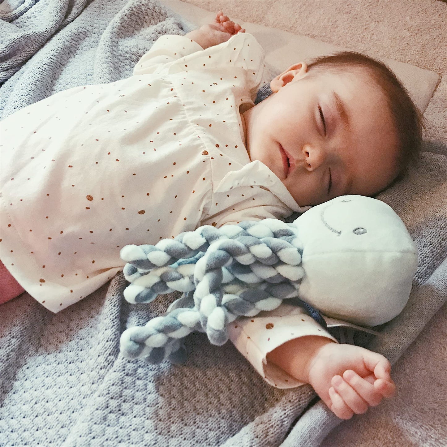 Nattou Octopus Plush Toy, For Newborns and Premature Babies, 23 cm, Mint Green