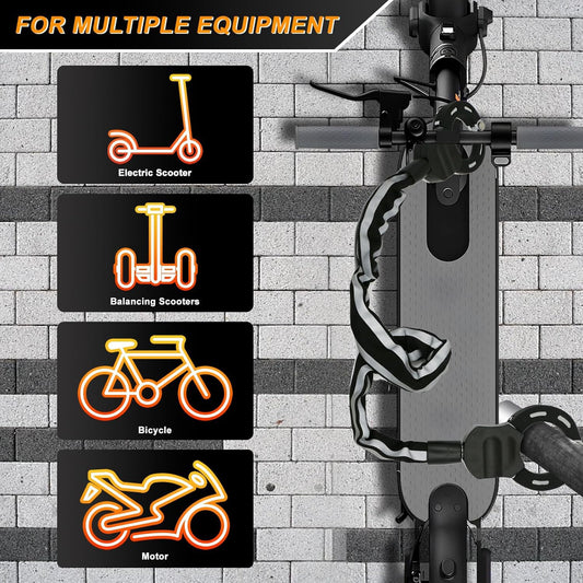 E Scooter Lock | 8mm Thick Chain Lock | Bike Lock | E Roller Lock High Security | Handcuff Lock with Case | Locks for Scooter Roller/Stroller/E-Bike