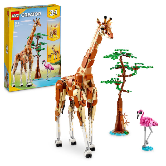 LEGO Creator 3in1 Safari Wildlife, creative set with animal figures, 3 build options: toy giraffe, gazelles, and lion, toy animals for girls and boys, nature gift for kids ages 9+ 31150
