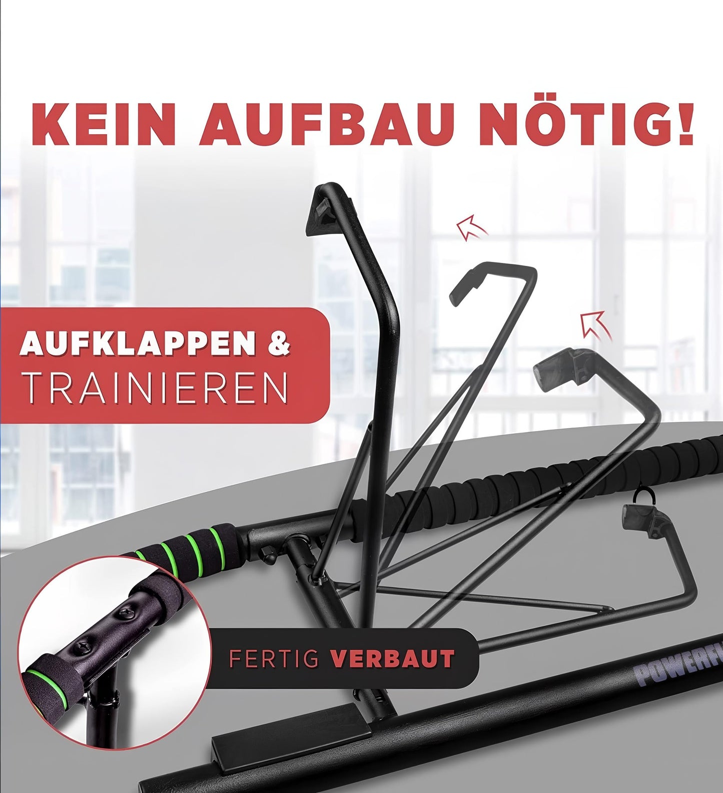 POWERFUL-X Pull-Up Bar Door Frame - versatile fitness bar - no assembly required - Pull-up bar supports up to 200kg - Ideal for beginners & advanced users.