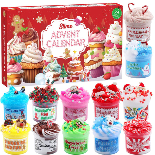Funewest Slime Advent Calendar 2025 Kids - 24 Days Slime Set Christmas Calendar, Christmas Surprises Gift for Kids, Girls, Teenagers, and Boys