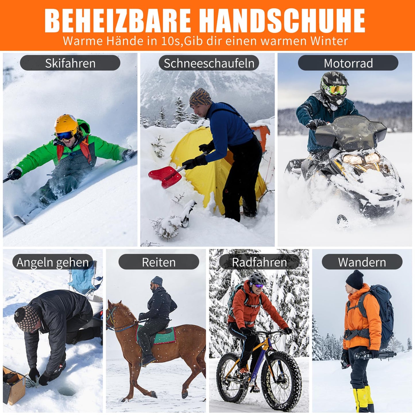 LOTTBUTY Heated Gloves 2025 Upgrade, Heated Gloves Men Women with 7.4V/2×5000mAh Rechargeable Batteries, waterproof Heated Motorcycle Gloves Winter for Skiing, Cycling, Hiking.