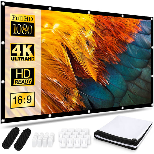 Osoeri Canvas Projector Screen 120 inch, 16:9 HD Foldable Projector Screen, Anti-wrinkle Dual-sided Projector Screen 265x149cm, Portable Projector Screen for Home, School, Meetings