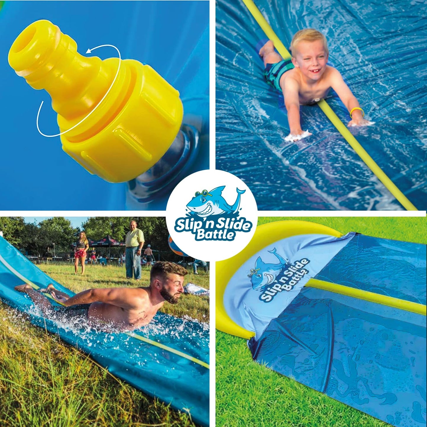 Official VentriBattle® | Two-lane Slip n' Slide | Connectable water hose | 10 meters | Premium quality | Outdoor water play | + Thick | + Sturdy | + Fast | 100% fun PVC
