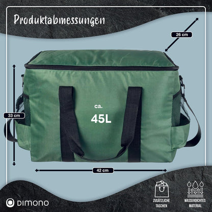 Large 45-liter insulated cooler bag XXL ice bag picnic bag for camping, traveling, vacation (45 liters, green)