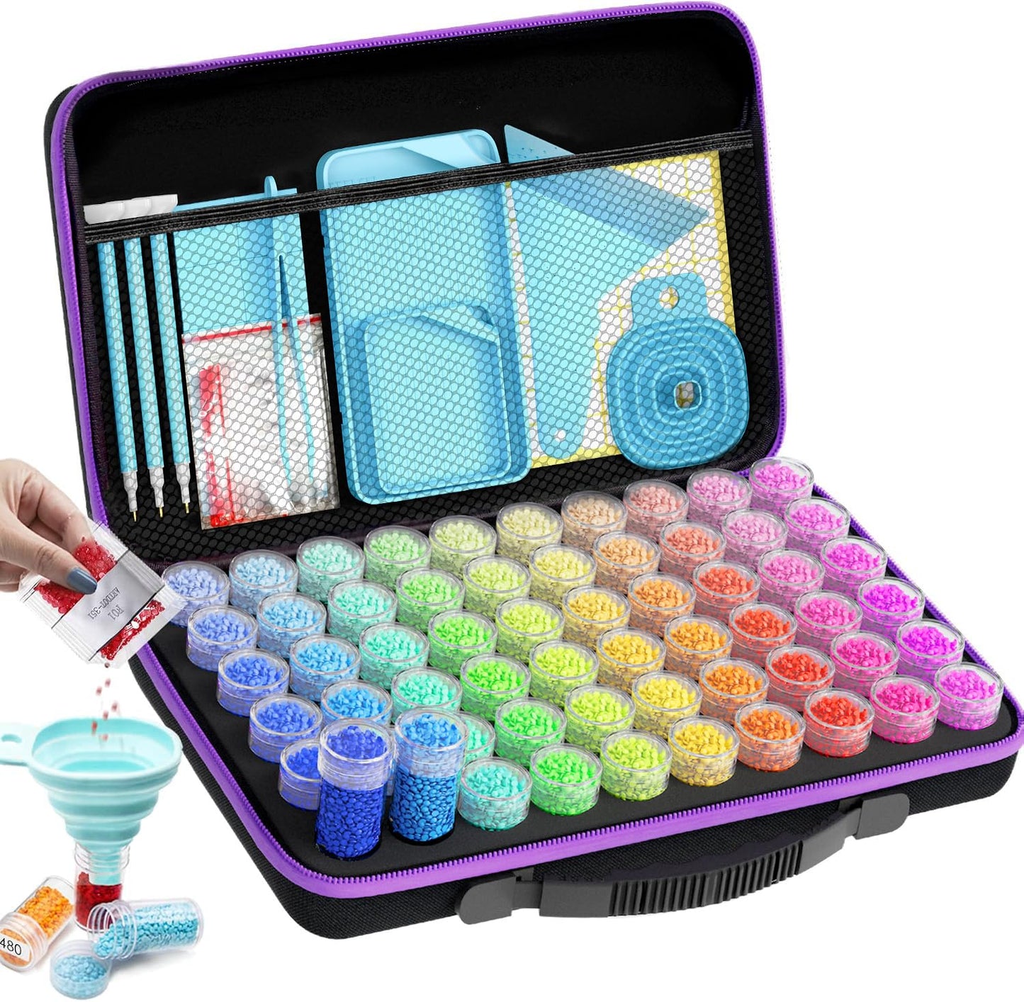 ARTDOT 60 Cans Diamond Painting Accessories Boxes, Portable Storage Box for Diamond Painting Adults, Gift for Storage Diamond Painting Pictures Stones Beads