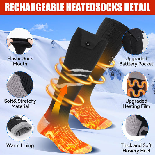 Olycism Heated Socks for Men and Women 5000mAh Battery APP Smart Control Rechargeable Heated Socks 3 Temperature Adjustable Cotton Socks, Skiing, Winter, Keeping Feet Warm (M)