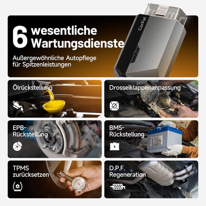 TOPDON Carpal-A OBD2 diagnostic tool for all vehicles, Bluetooth OBDII scanner All System, 6 service resets, AutoVIN, Smog-Check, Repair Guide, Engine Inspection.