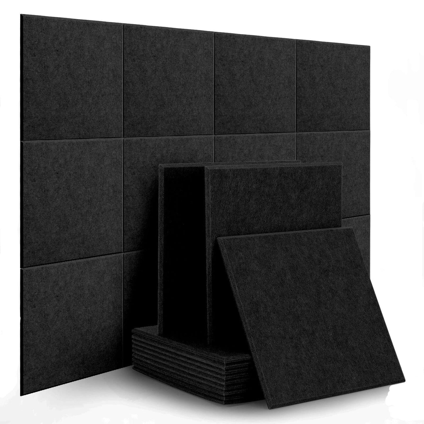 Rdutuok 12 Pieces Acoustic Panels, 30 x 30 x 1 cm High Density Acoustic Panel Soundproofing Panels for Recording Studio, Office, Studio, Sound Treatment, and Wall Decoration (Black)