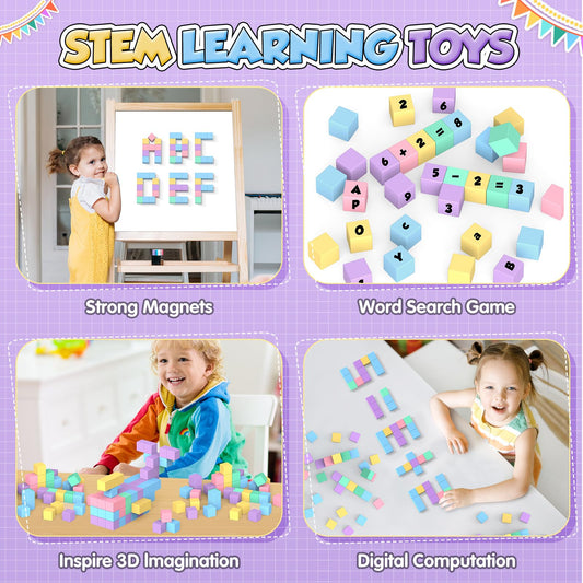 HaoVrisn 100 pieces Magnetic Building Blocks for Kids, Magnetic Blocks Toy for Children Ages 3-8 Boys and Girls Gift (2.5CM*2.5CM)