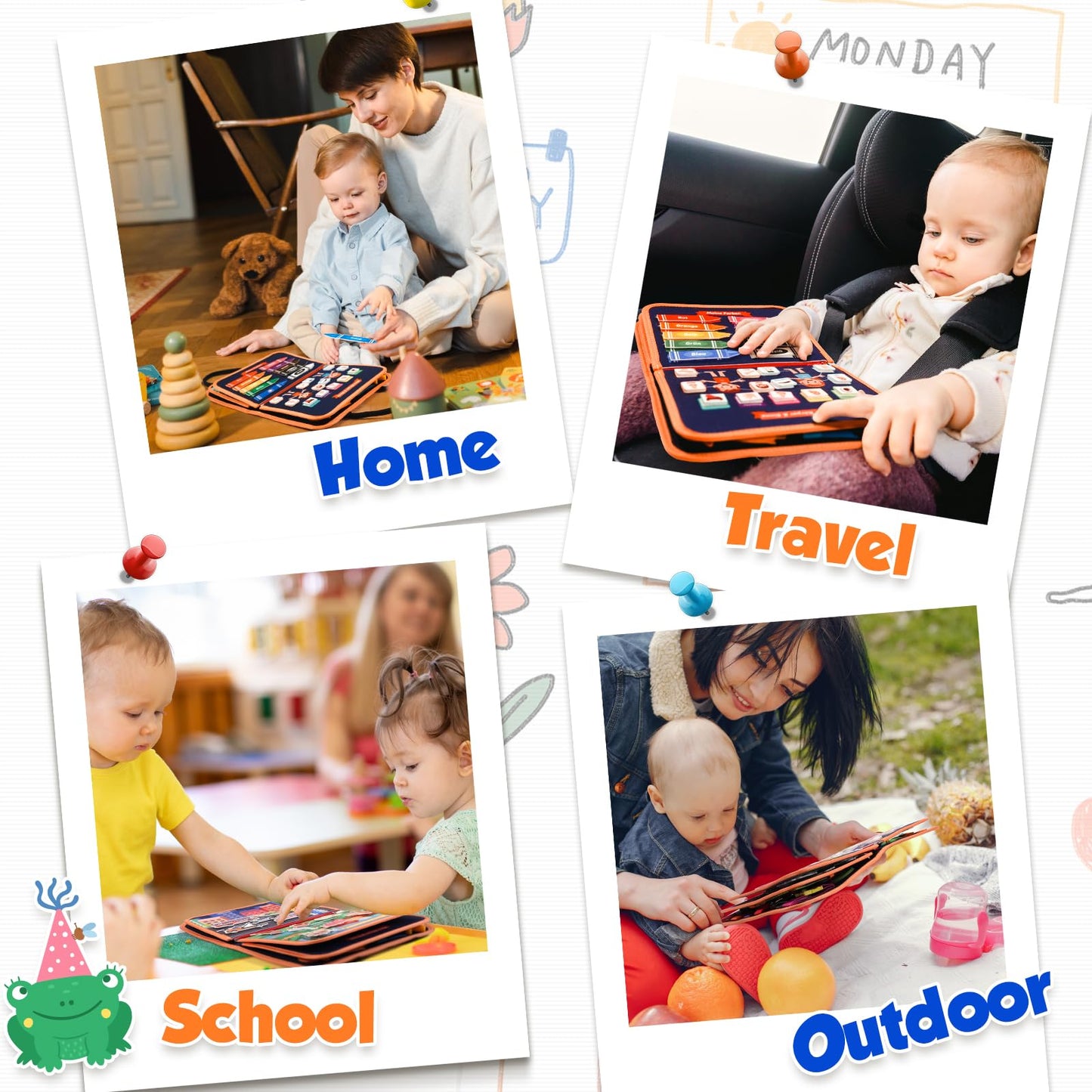 ZOOI Busy Board Montessori toy from 1 year, Busy Book Quiet Book Kids toy from 1 2 3 4 years, Baby gift toy from 2 3 4 years, Children's Advent calendar filling