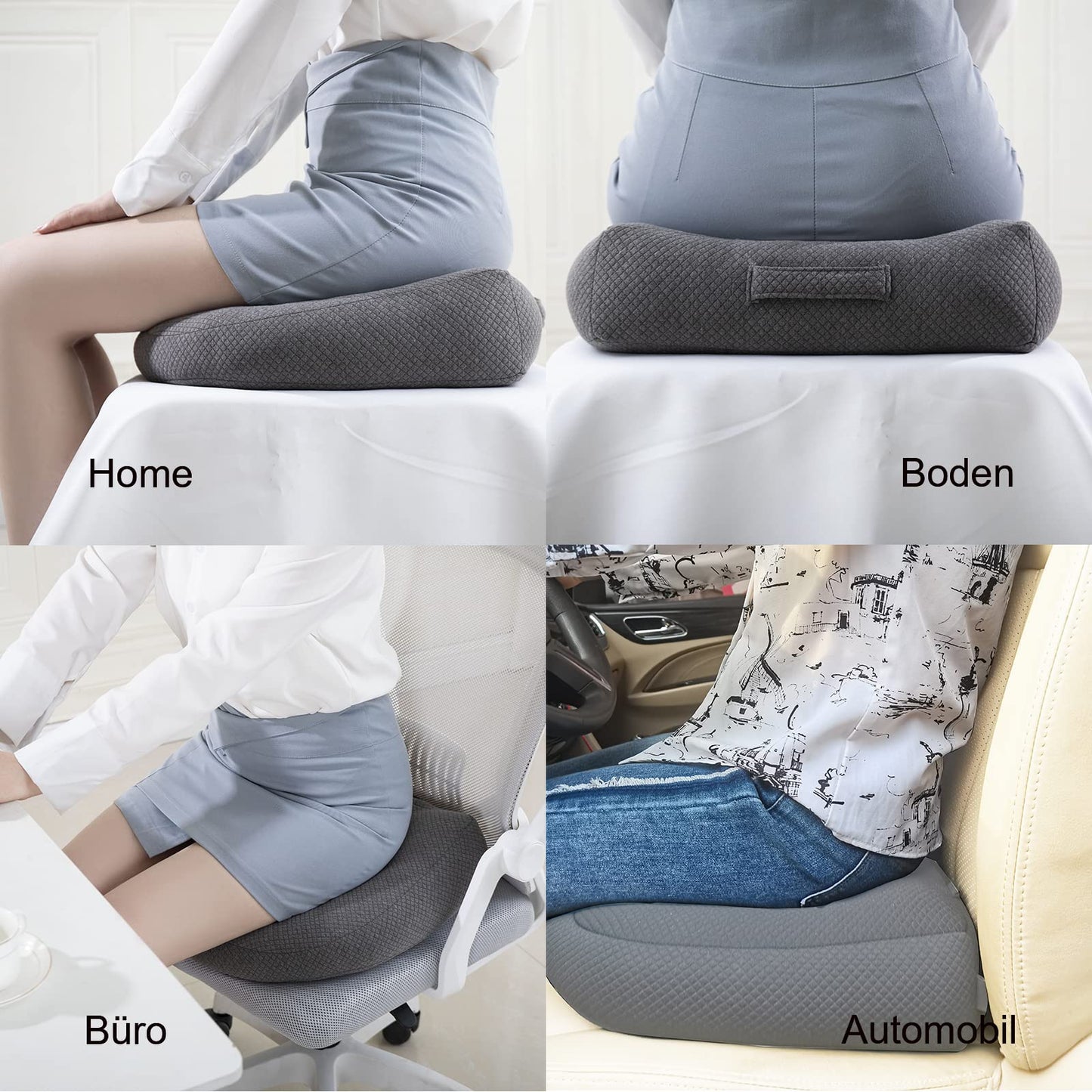 WYJHNL Ergonomic/Orthopedic Seat Cushion Pillow for Office Chair/Car, Seat Pad/Seat Pads/Seat Booster Adult Seat Booster for Butt, Back Pain, Floor, Chair 40x40cm Grey