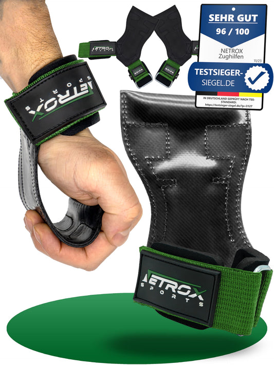 NetroxSports - Power Grips Fast Pulling Aids for Strength Training - Fitness Lifting Straps for Deadlifts, Bodybuilding with Wrist Protection - Grip Aid, Pulling Aids Gym, Grip Aids Men & Women