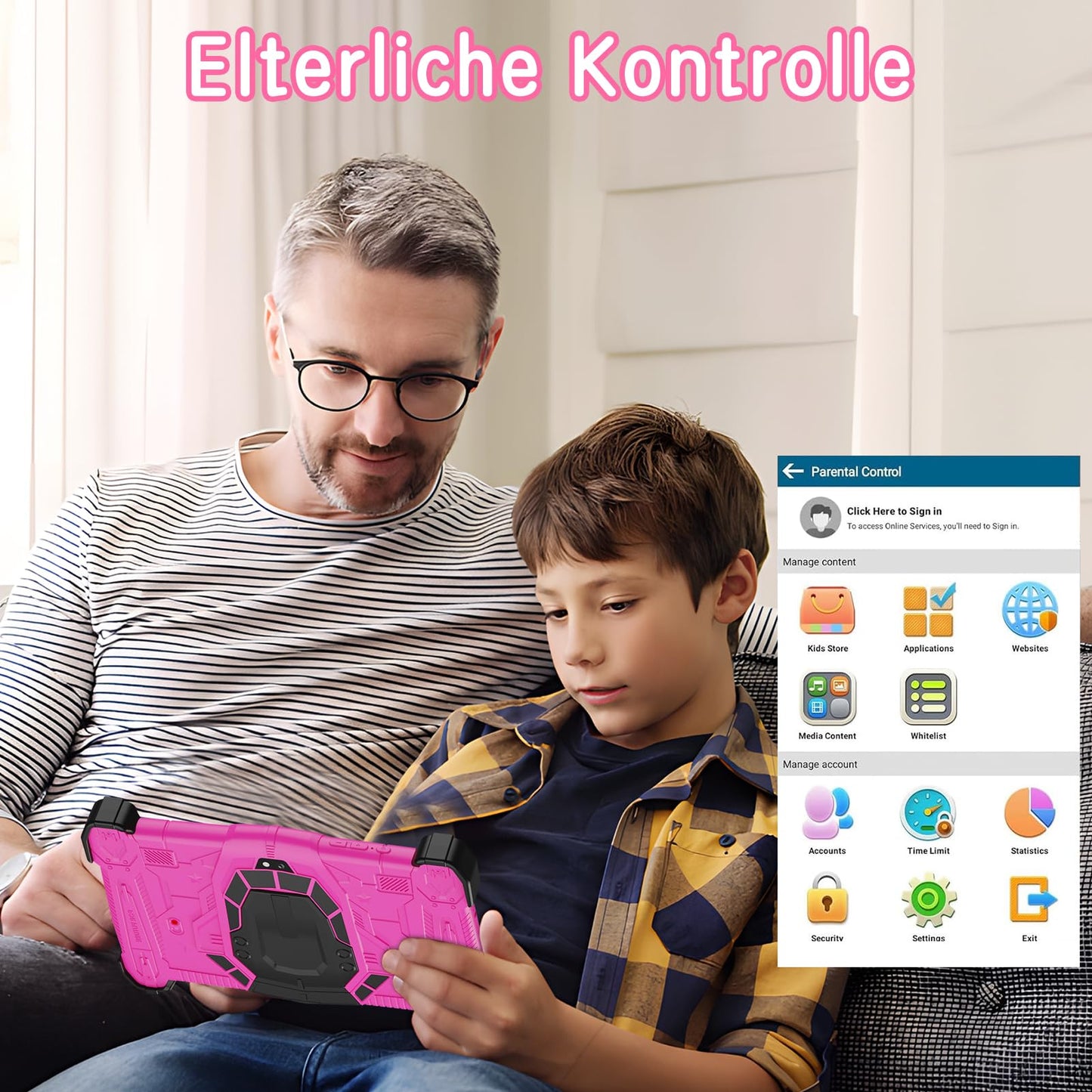 EagleSoar Kids Tablet 10 Inch, Android 14 with Octa-Core Processor for Kids Ages 3-12, 10GB RAM + 64GB ROM, with Educational Software and Parental Control (Pink)