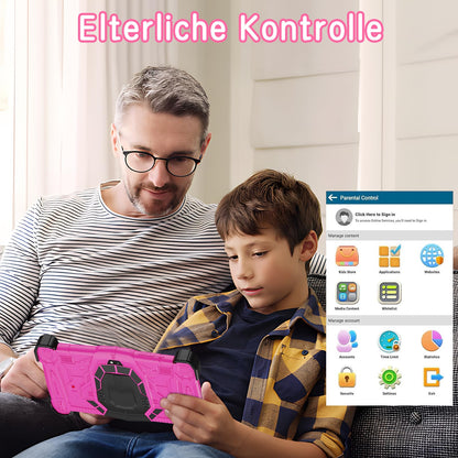EagleSoar Kids Tablet 10 Inch, Android 14 with Octa-Core Processor for Kids Ages 3-12, 10GB RAM + 64GB ROM, with Educational Software and Parental Control (Pink)