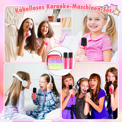 Dislocati Portable Karaoke Machine with 2 Bluetooth microphones, kids gifts toy for 3-12 years Mini Karaoke microphone set with DSP & LED lights Ideal for family gatherings, parties & outdoor.