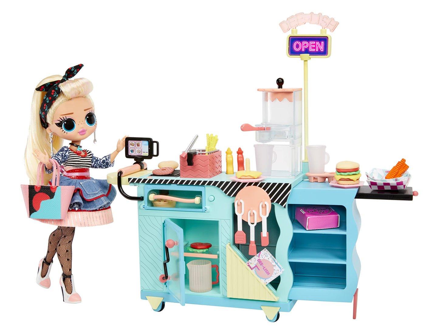 L.O.L. Surprise! OMG To-Go Diner playset with 45+ surprises - Includes color changes and exclusive fashion doll Miss Sundae - For collectors & kids ages 4+