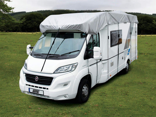 Maypole caravan roof cover suitable for 750 cm to 800 cm length. Made of polyester with a universal fit.