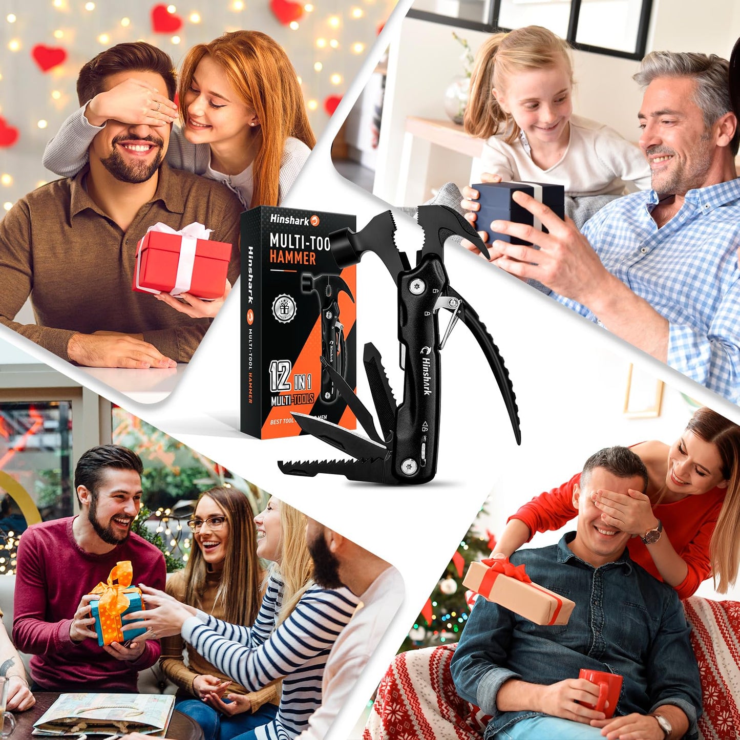 Hinshark Gifts for Men, 12 in 1 Multitool Camping Accessories, Men's Gifts, Birthday Gift Gadgets for Men Gifts for Dad, Christmas Gifts Advent Calendar Fillings Men
