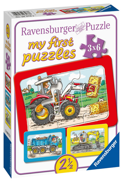 Ravensburger Children's Puzzle - 06951 Cute Pets - My First Puzzle with 2,4,6,8 pieces - Puzzle for children aged 2 years & 06573 Excavator, Tractor and Tipper - My First Puzzle with 3x6 pieces