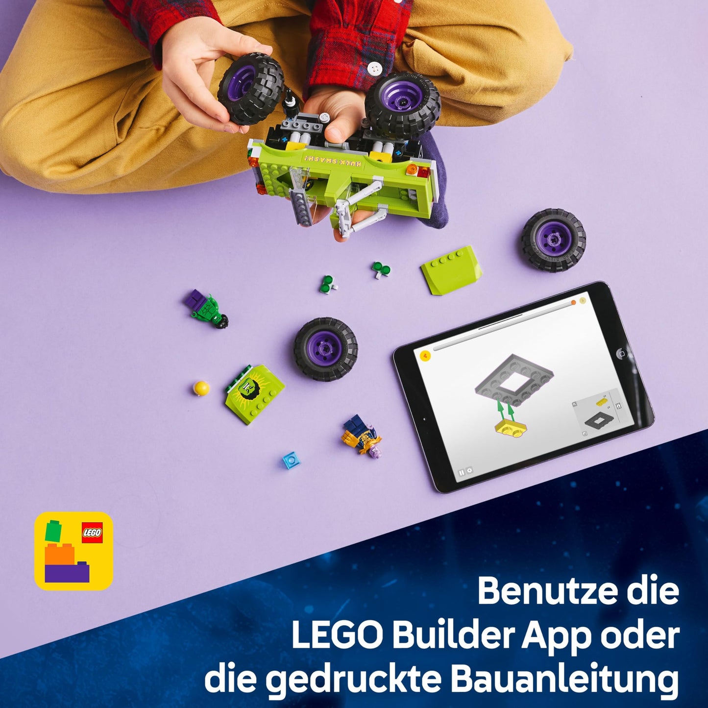 LEGO Marvel Hulk Truck vs. Thanos - Superhero building toy - Avengers vehicle and minifigures - Monster truck for mega fun - Gift for boys and girls ages 7+ - 76312