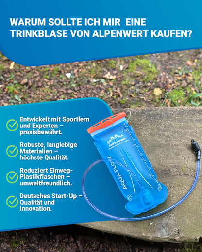 Alpenwert® Hydration Bladder with Hose [2L/3L Water Reservoir BPA FREE] Ultralight Hydration System for Backpack ideal for Outdoor, Running, Trailrunning (3 Liter)