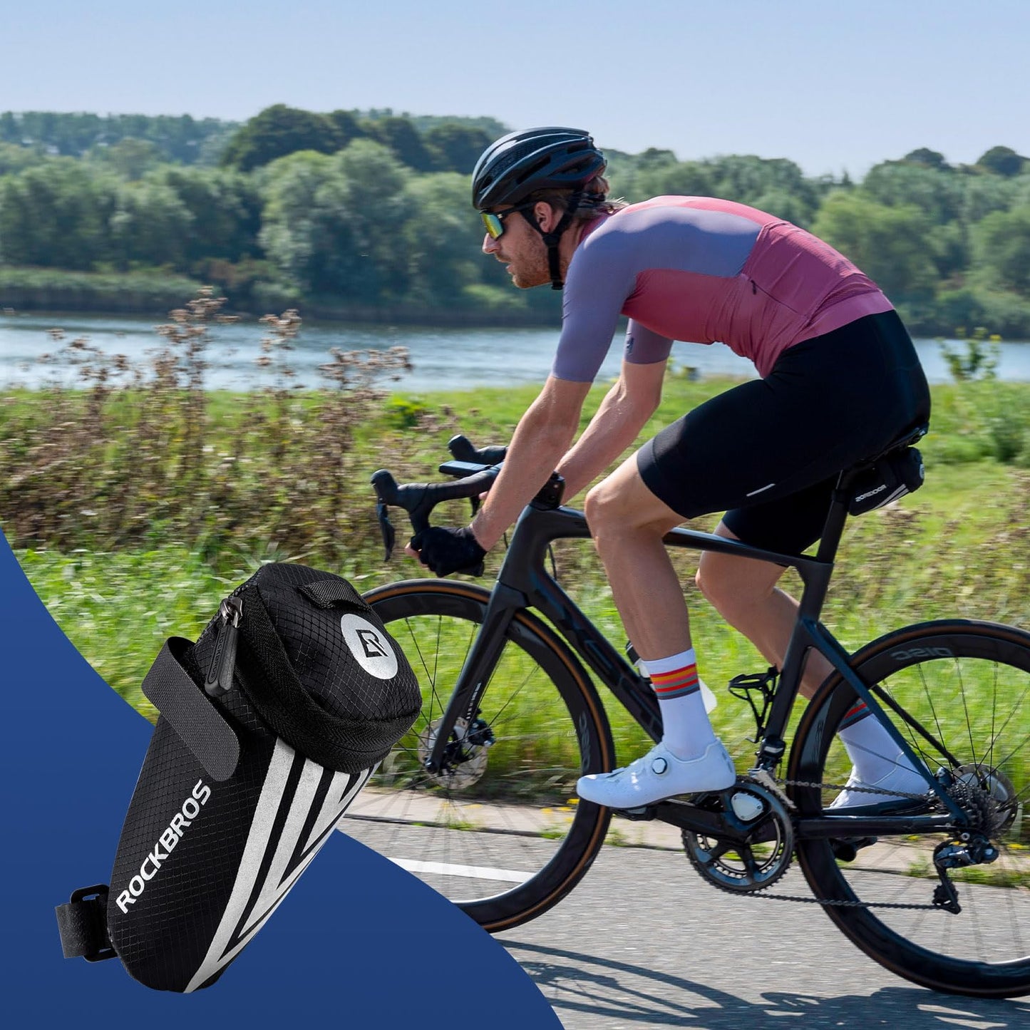 ROCKBROS bike saddle bag + 16 in 1 multifunction tool bicycle bag bike seat pack for mountain bikes, road bikes, and e-bikes 15 * 6.5 * 5CM