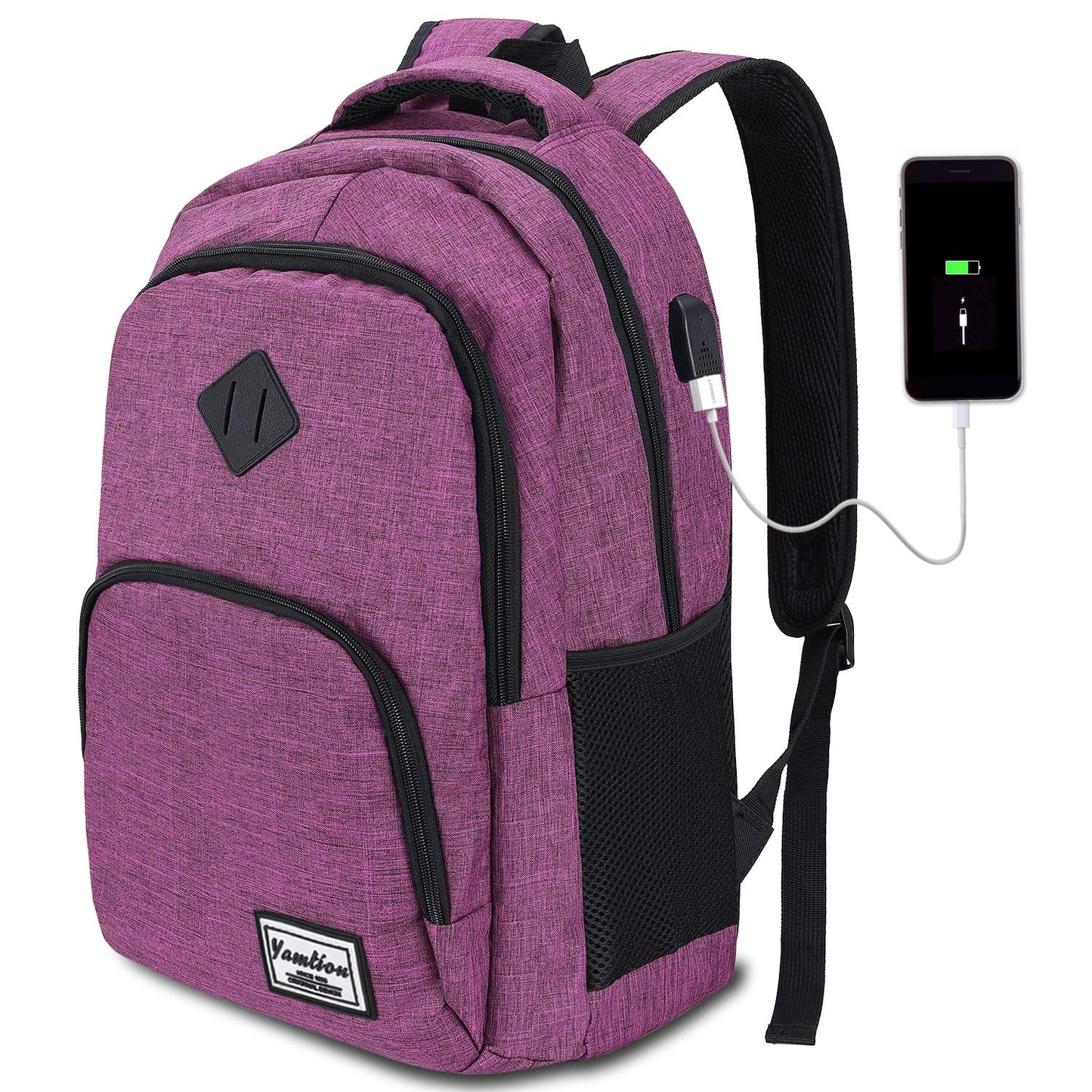 YAMTION school backpack for ladies and girls, laptop backpack with 15.6 inch laptop compartment for school, work, and travel.