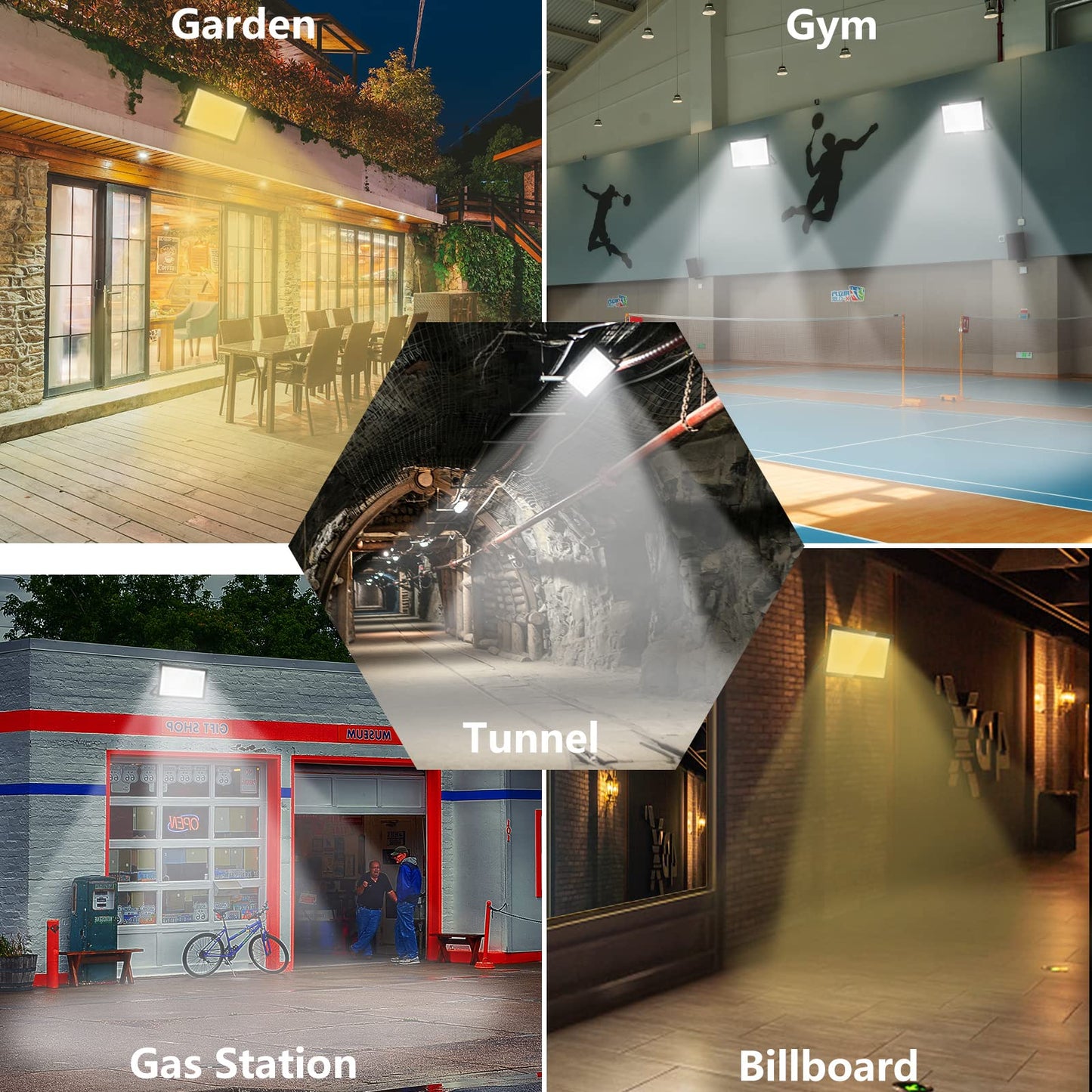 loyal 300W LED floodlight outdoor, 30000LM super bright LED spotlight, 6000K cool white industrial floodlight, IP66 waterproof outdoor lamp, LED outdoor floodlight for garden, sports field, garage